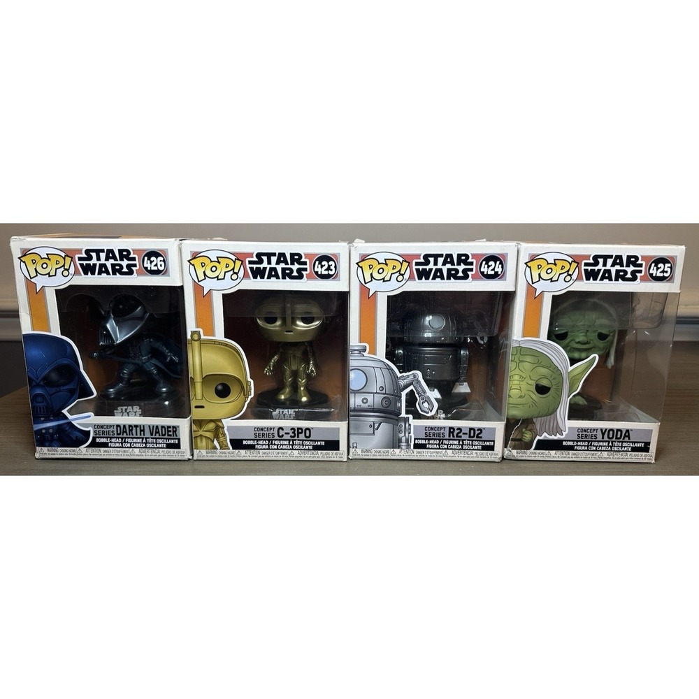 Funko Pop! Star Wars Concept Series:‎ Yoda Vader R2-D2 C-3PO 4-Pack VAULTED